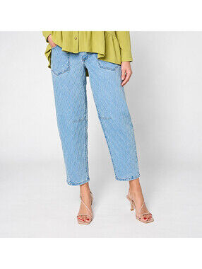 Women with Control Regular Full Length Jacquard Barrel Jeans Light Wash, 0